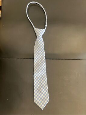 Class Club Light Blue and White Gingham Pre-Tied Neck Tie